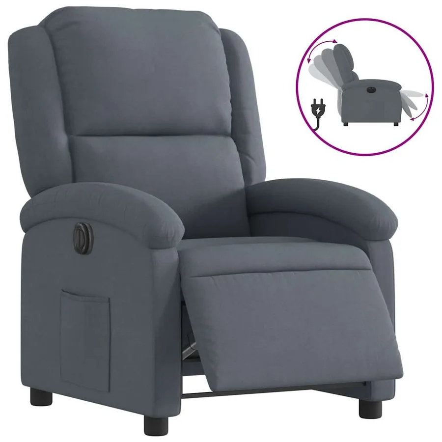 Fauteuil inclinable électrique Gris foncé Velours - 2