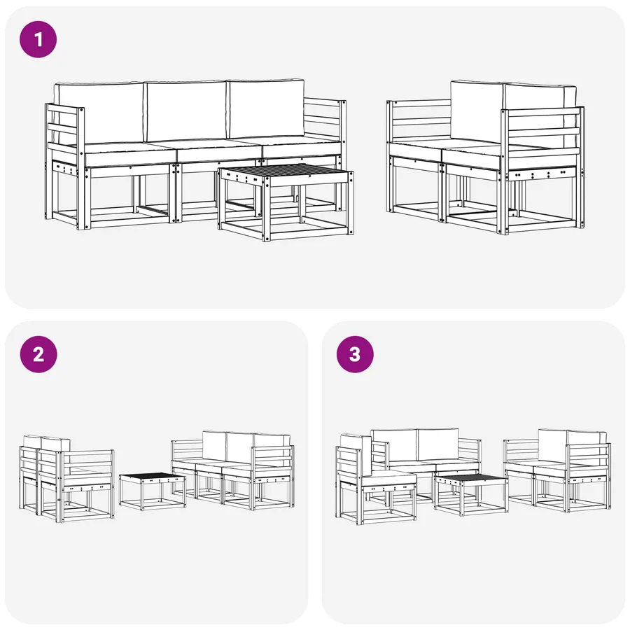Ensemble de canapés d'extérieur 6 pcs Blanc et gris clair - 6