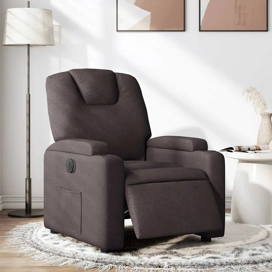Fauteuil inclinable électrique Marron foncé Tissu