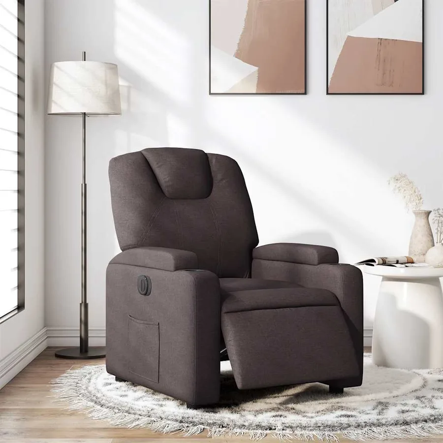 Fauteuil inclinable électrique Marron foncé Tissu - 15