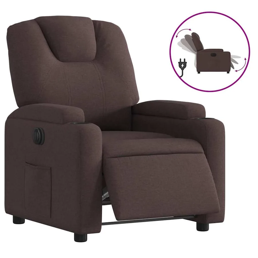 Fauteuil inclinable électrique Marron foncé Tissu - 2