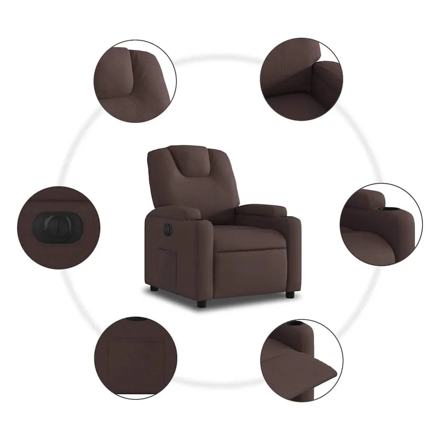 Fauteuil inclinable électrique Marron foncé Tissu - 8