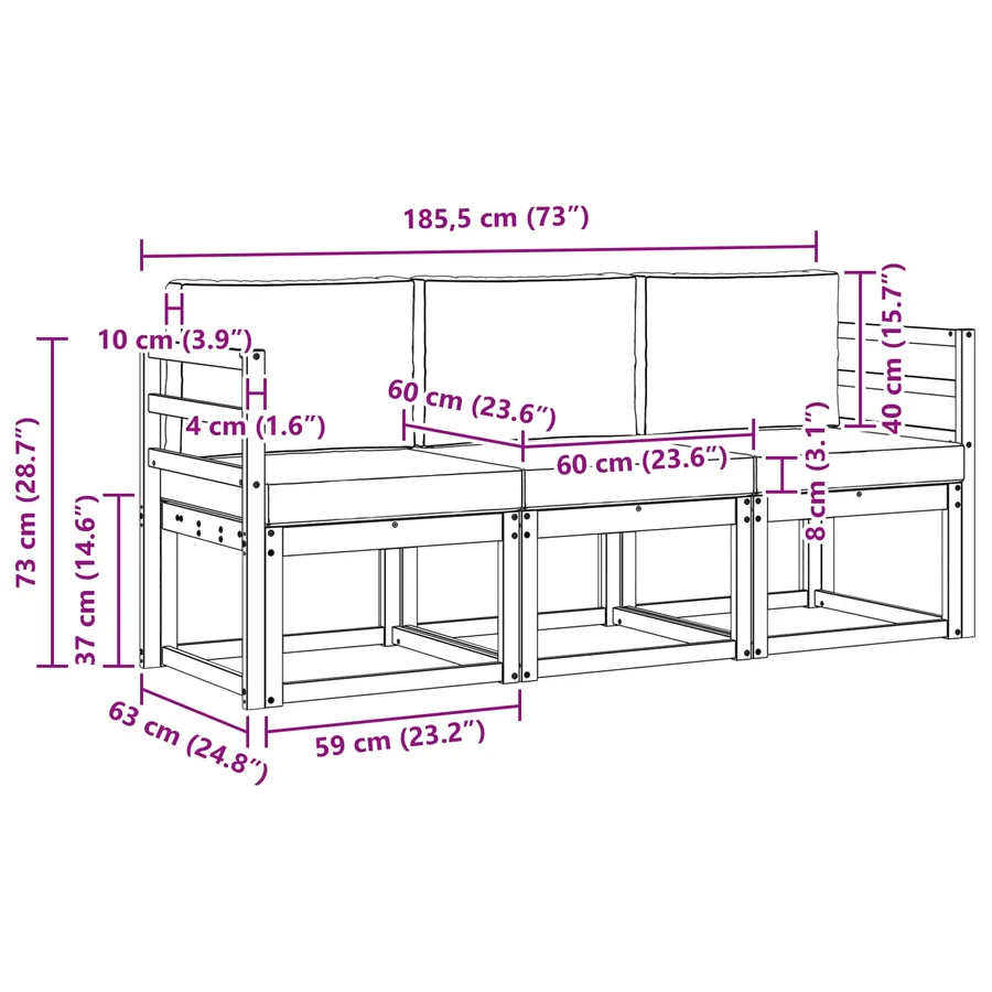 Ensemble de canapés d'extérieur 3 pcs Blanc et gris clair - 6