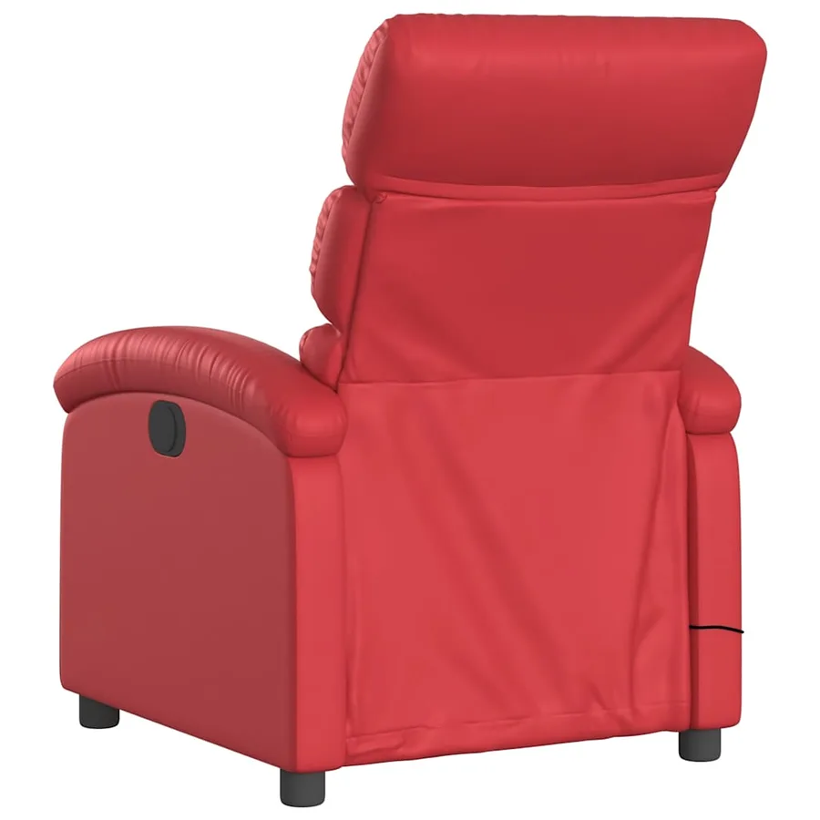 Fauteuil de massage inclinable électrique rouge similicuir - 5