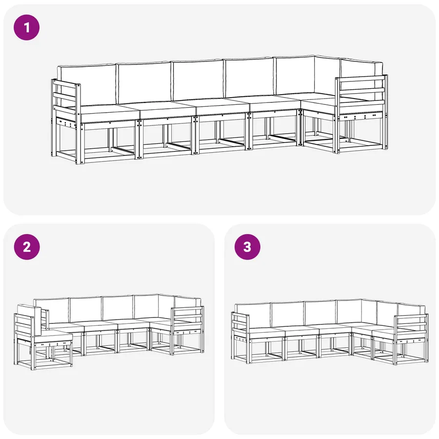 Ensemble de canapés d'extérieur 6 pcs Blanc et gris clair - 7