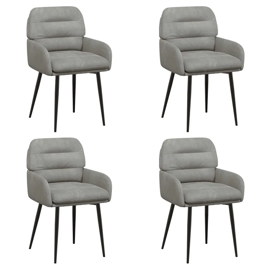 Chaises de salle à manger 4 pcs Velours Gris clair - 2