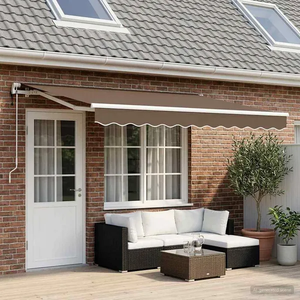 Auvent rétractable Taupe 500 × 350 cm Tissu et Aluminium