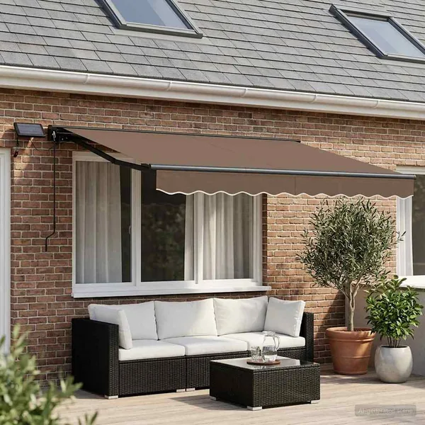 Cadre de store manuel avec LEDs Taupe 3 x 2,5 m