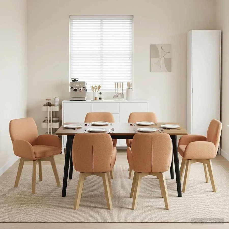 Chaises de salle à manger pivotantes 6 pcs Bouclé Beige