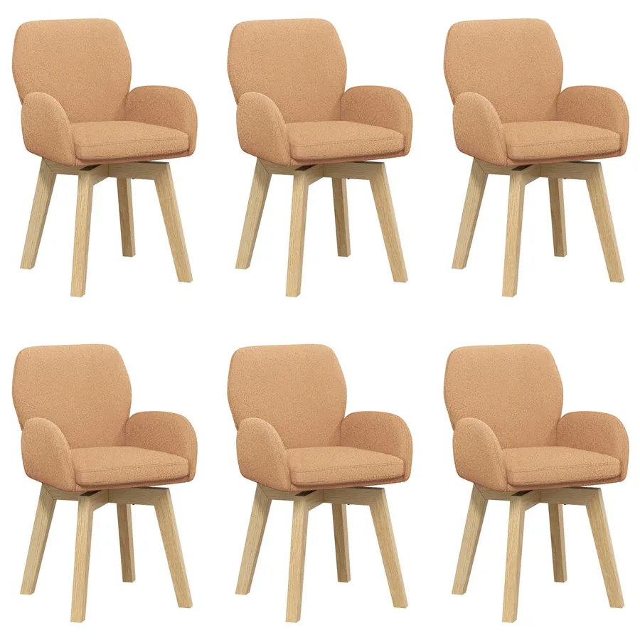 Chaises de salle à manger pivotantes 6 pcs Bouclé Beige - 2