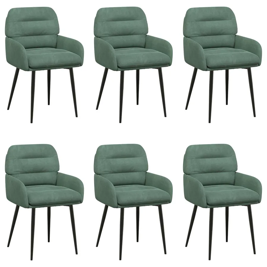 Chaises de salle à manger 6 pcs Velours Vert Mer - 2