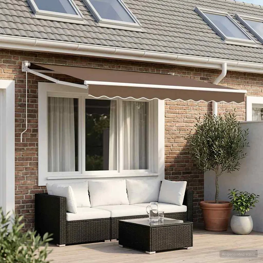 Auvent rétractable Taupe 3 x 2,5 m 100% Polyester et Aluminium