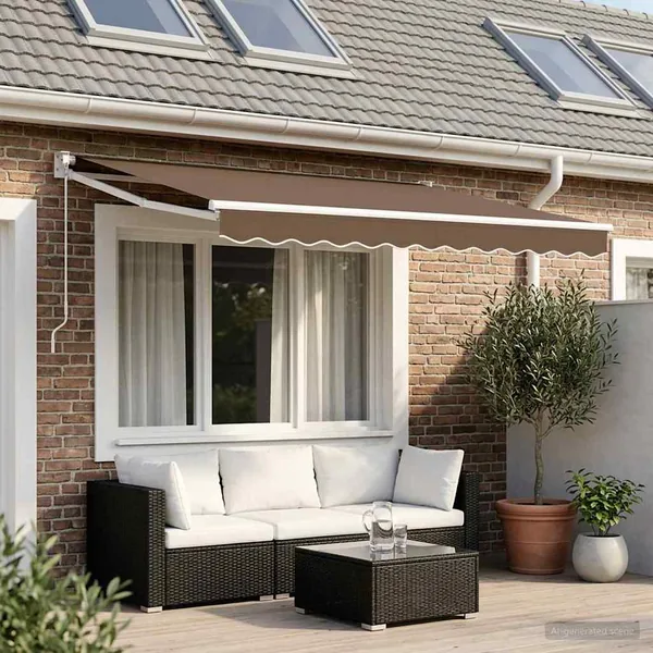 Auvent rétractable Taupe 3 x 2,5 m 100% Polyester et Aluminium