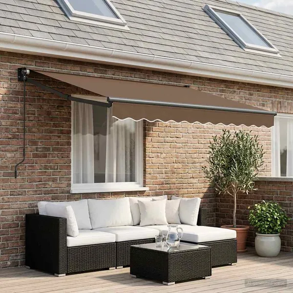 Auvent rétractable Taupe 3 x 2,5 m 100% Polyester et Aluminium