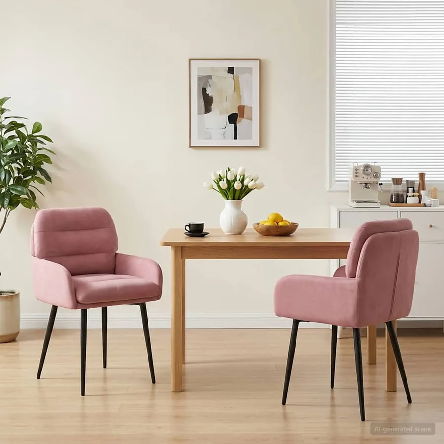 Chaises de salle à manger 2 pcs Velours Rose 59 x 59,5 x 90 cm