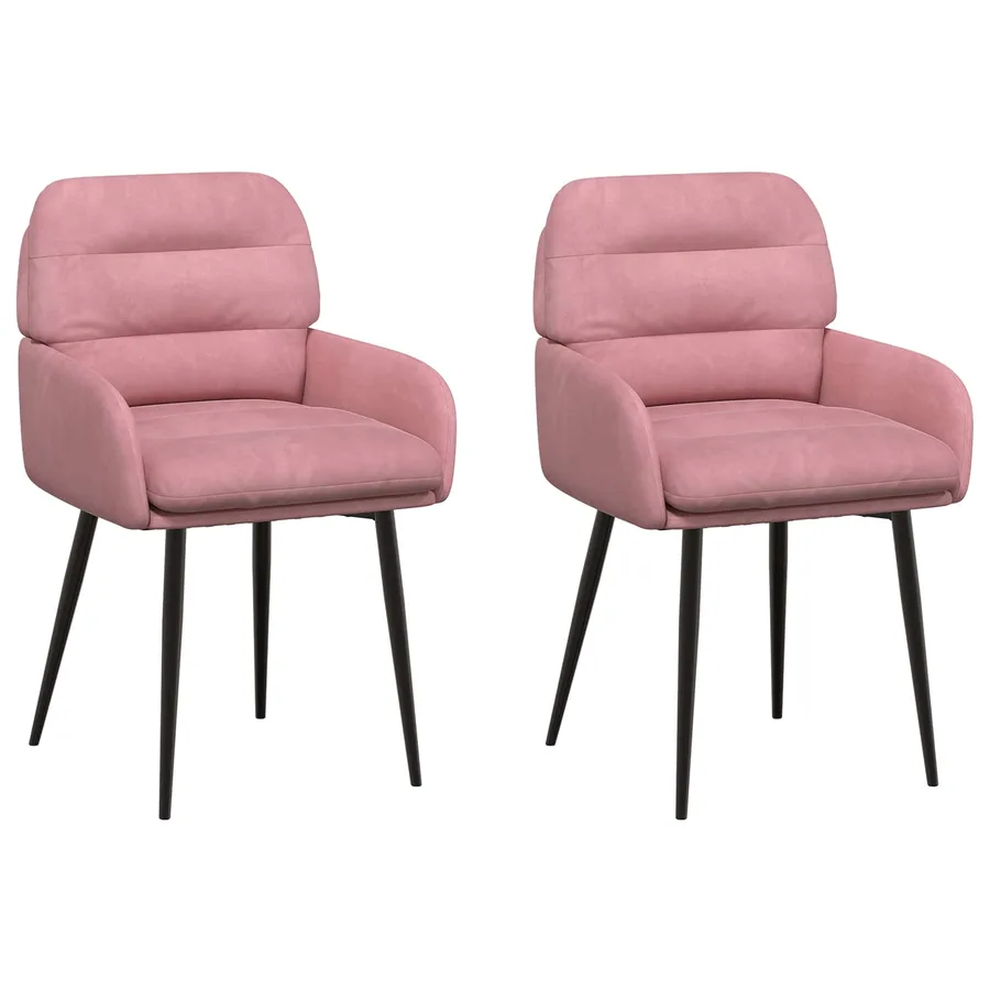 Chaises de salle à manger 2 pcs Velours Rose 59 x 59,5 x 90 cm - 2