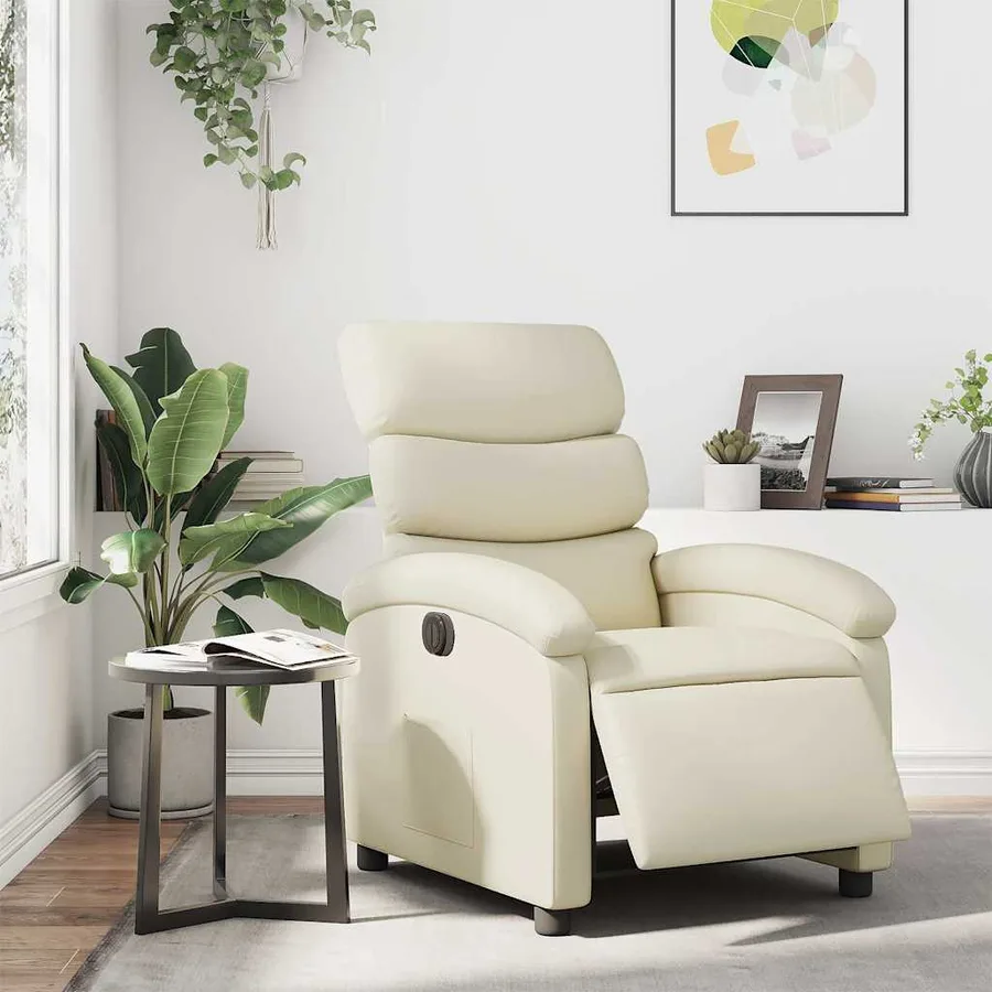 Fauteuil inclinable électrique Crème Similicuir - 15