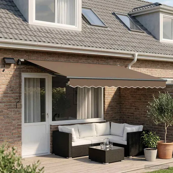 Auvent rétractable Taupe 400 × 350 cm Tissu et Aluminium