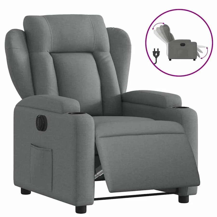 Fauteuil inclinable électrique Gris foncé Tissu - 2