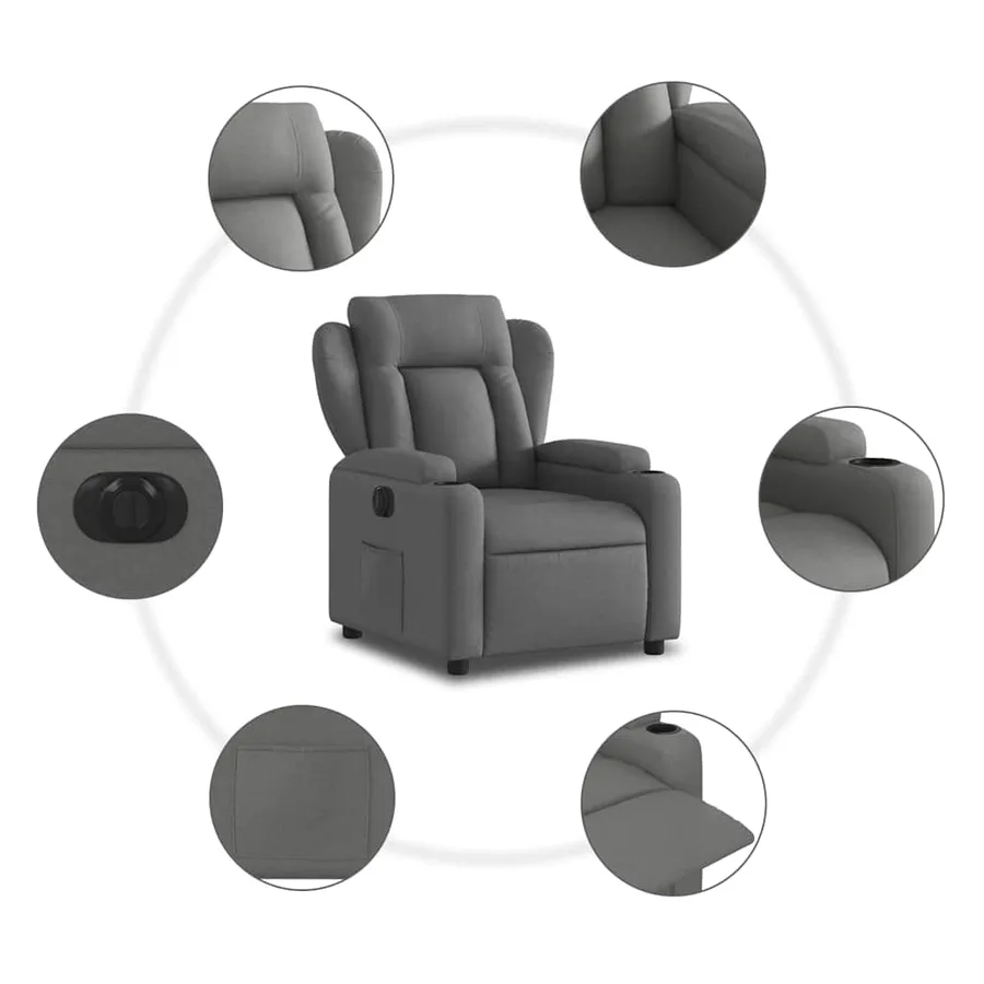Fauteuil inclinable électrique Gris foncé Tissu - 8