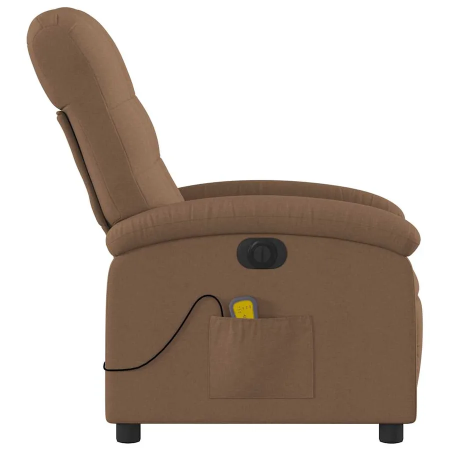 Fauteuil inclinable de massage électrique marron tissu - 10