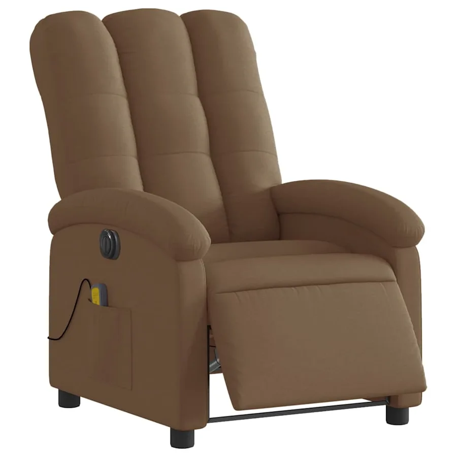Fauteuil inclinable de massage électrique marron tissu - 3