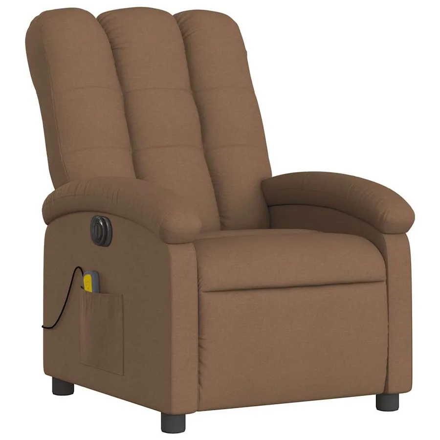 Fauteuil inclinable de massage électrique marron tissu - 4
