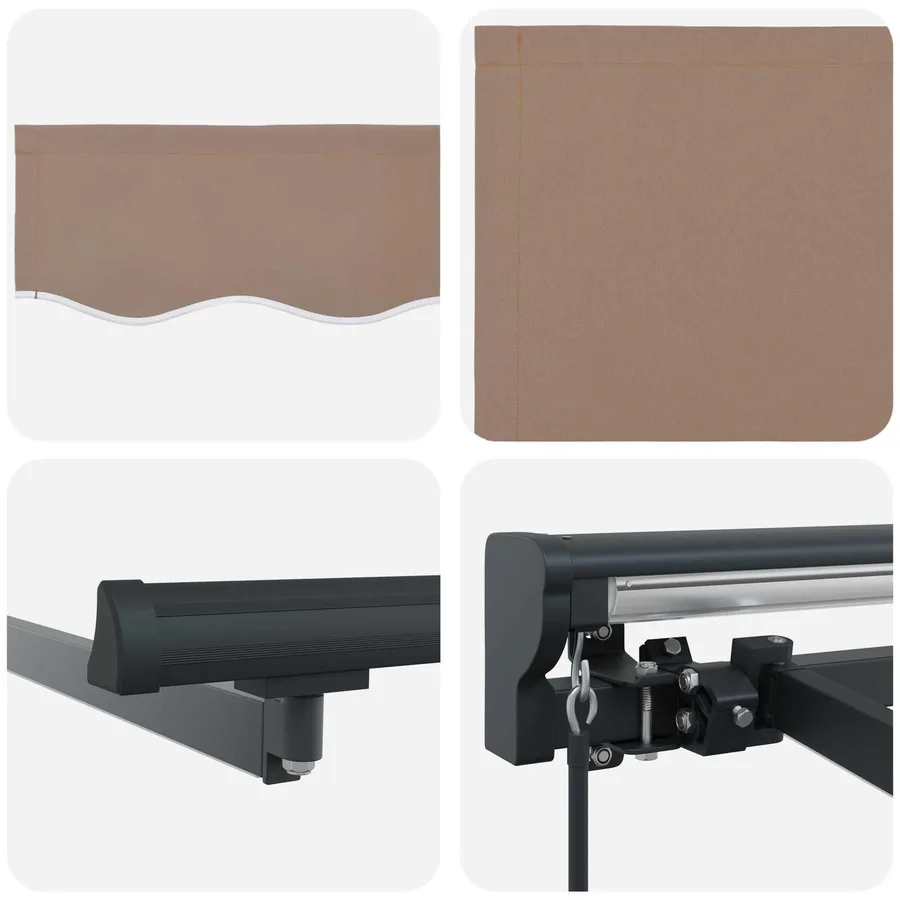 Auvent rétractable manuel Taupe 4 x 2 m Polyester et Aluminium - 4
