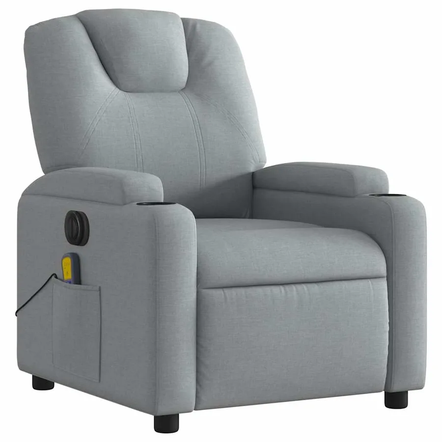 Fauteuil de massage inclinable électrique gris clair tissu - 4