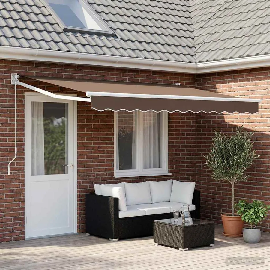 Auvent rétractable Taupe 4 x 2 m 100% Polyester et Aluminium