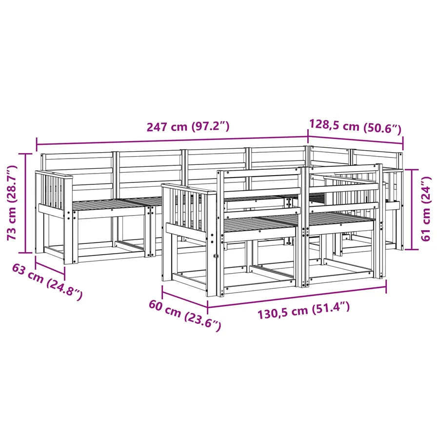 Ensemble de canapés d'extérieur 7 pcs Blanc - 6