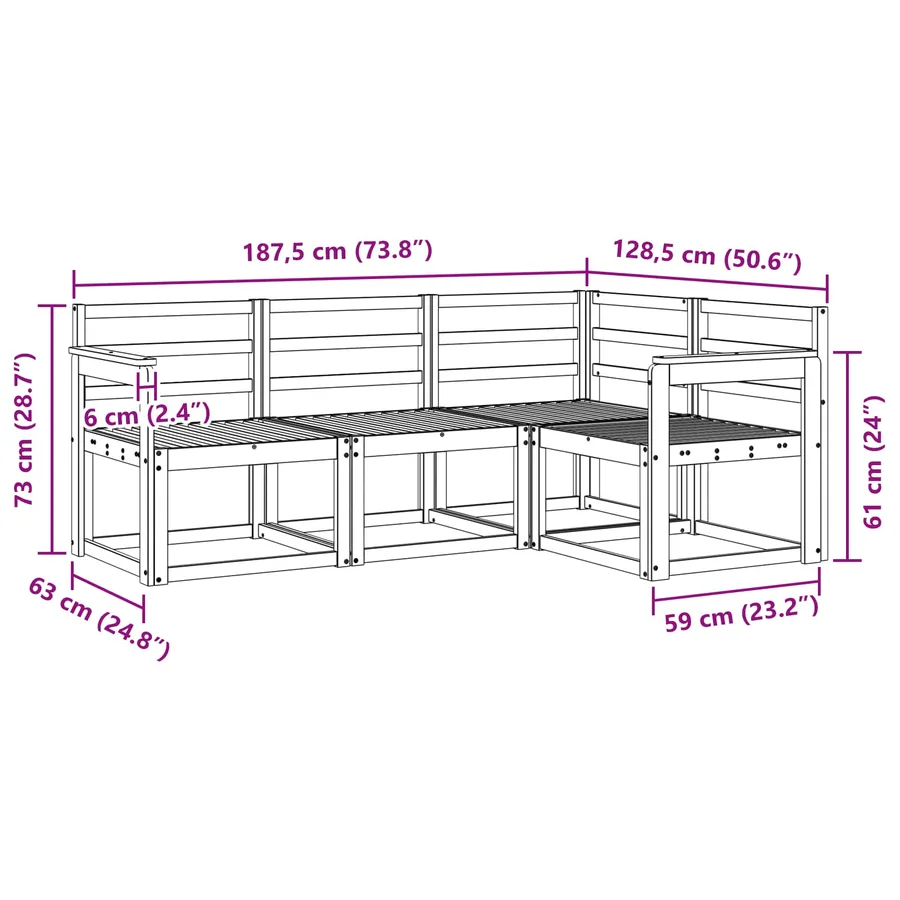 Ensemble de canapés d'extérieur 4 pcs Blanc - 6