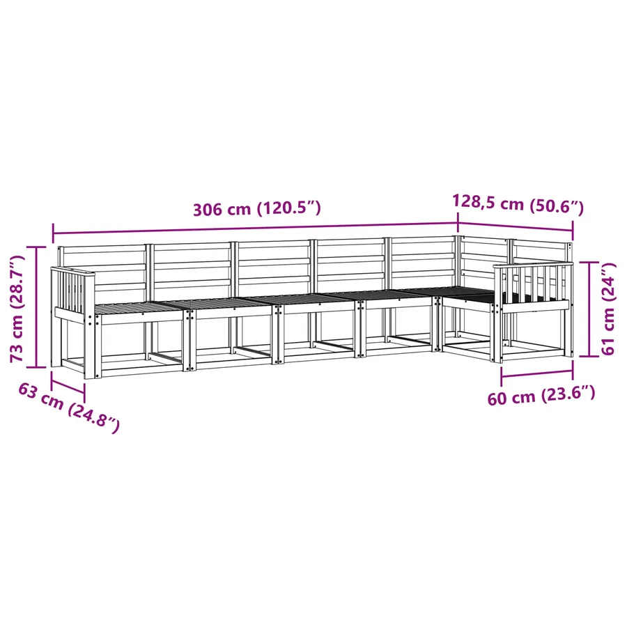 Ensemble de canapés d'extérieur 6 pcs Blanc - 7