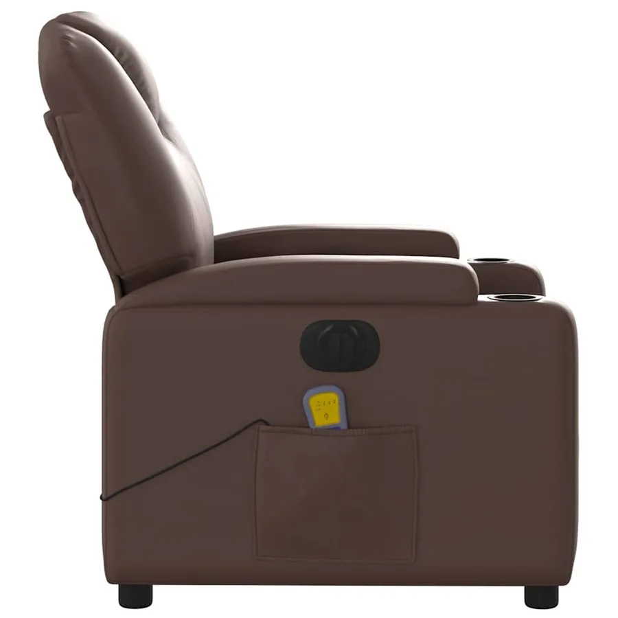 Fauteuil de massage inclinable électrique marron similicuir - 10