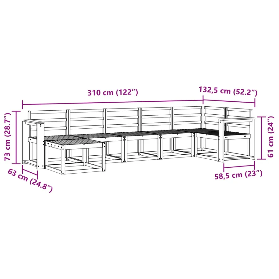 Ensemble de canapés d'extérieur 7 pcs Blanc - 9
