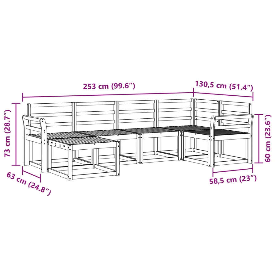 Ensemble de canapés d'extérieur 6 pcs Blanc - 8