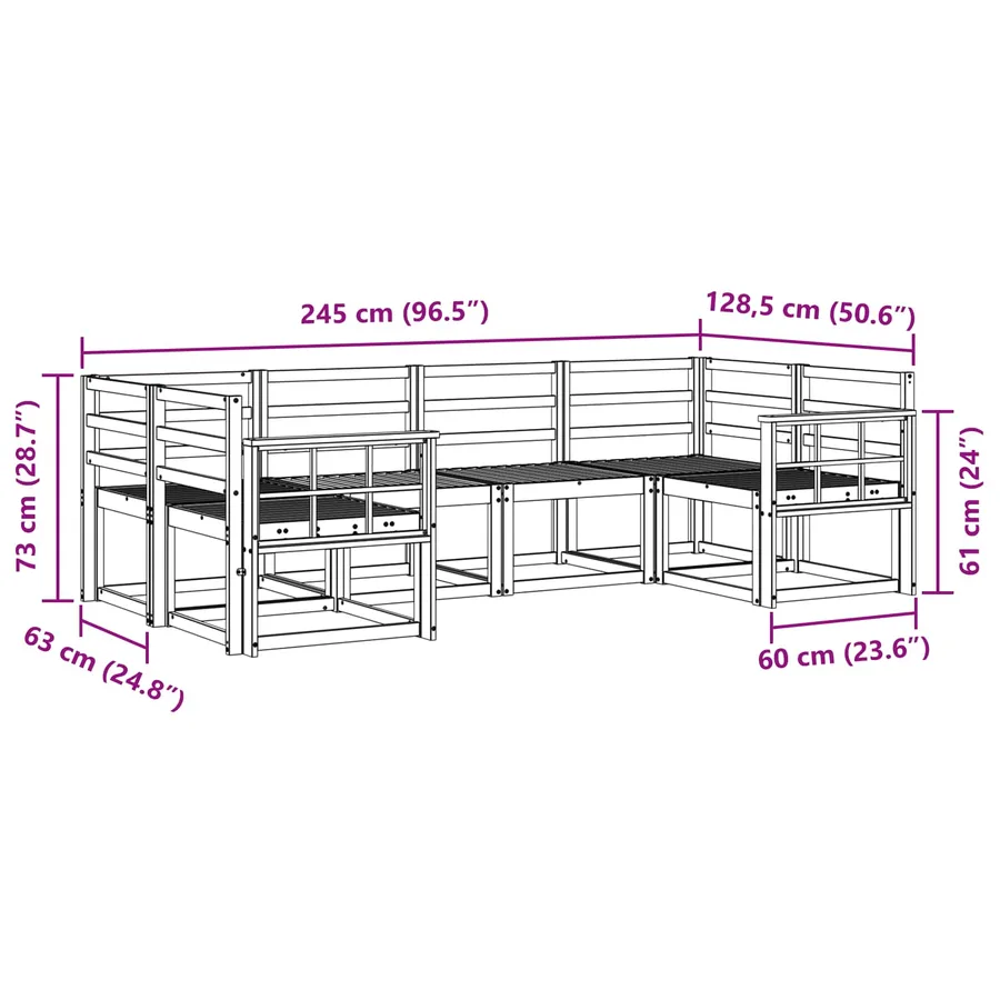 Ensemble de canapés d'extérieur 6 pcs Blanc - 6