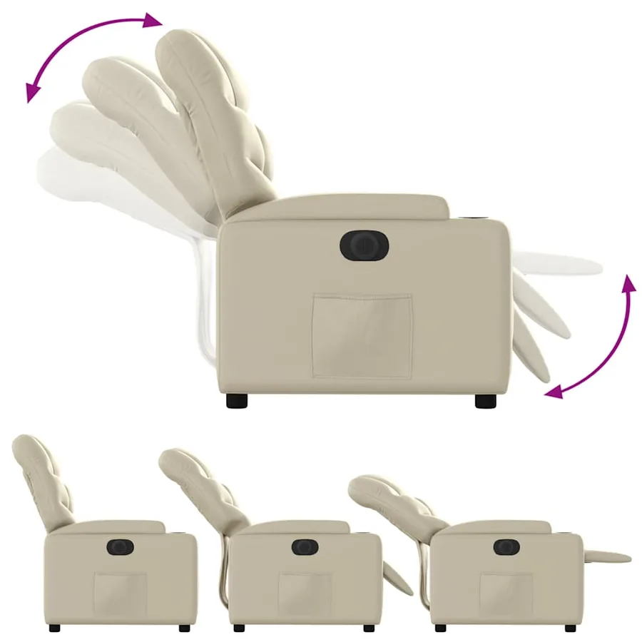 Fauteuil inclinable électrique Crème Similicuir - 7