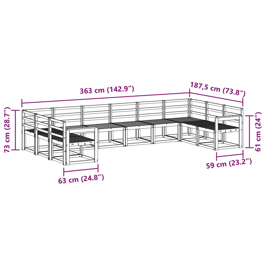 Ensemble de canapés d'extérieur 10 pcs Blanc - 7