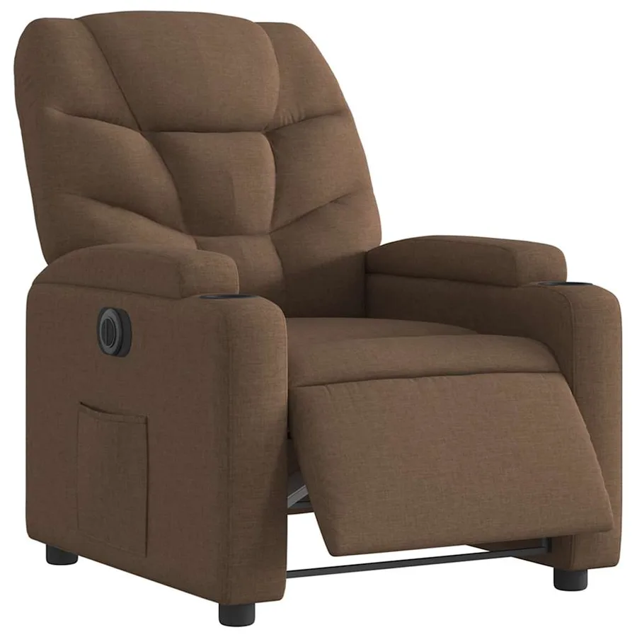 Fauteuil inclinable électrique Marron Tissu - 3