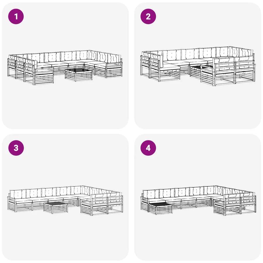 Ensemble de canapés d'extérieur 10 pc Blanc et anthracite - 7