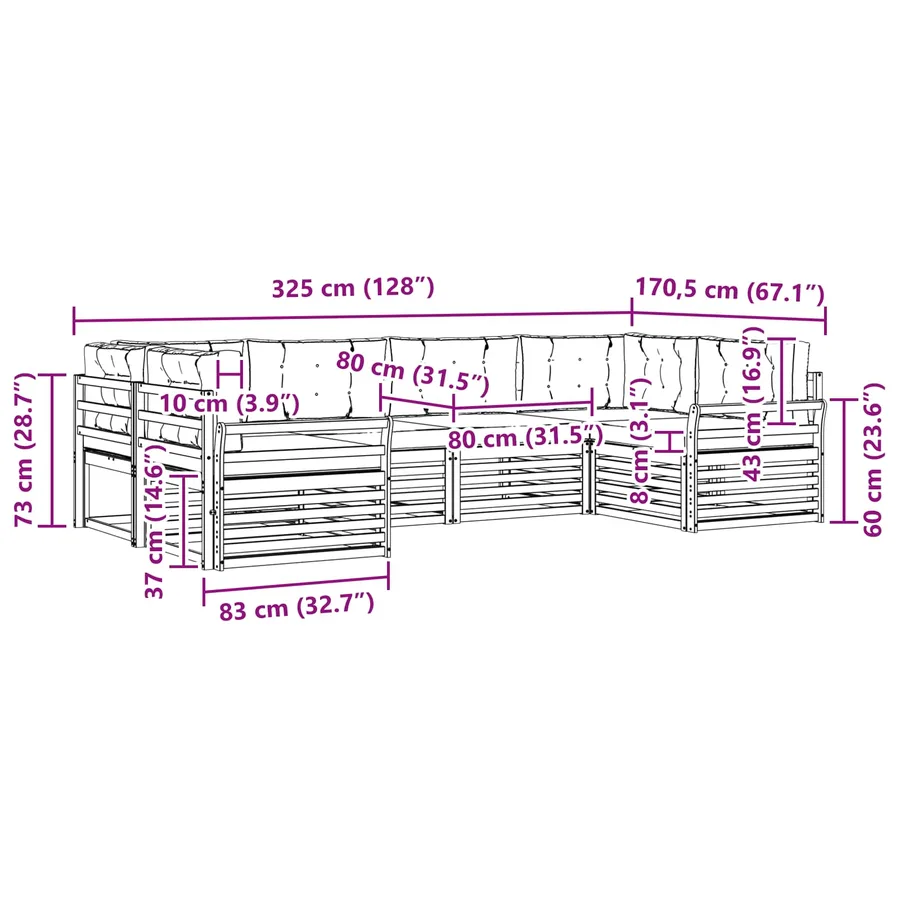 Ensemble de canapés d'extérieur 6 pc Blanc et gris clair - 7