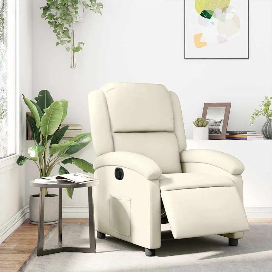 Fauteuil inclinable électrique Crème Similicuir - 15