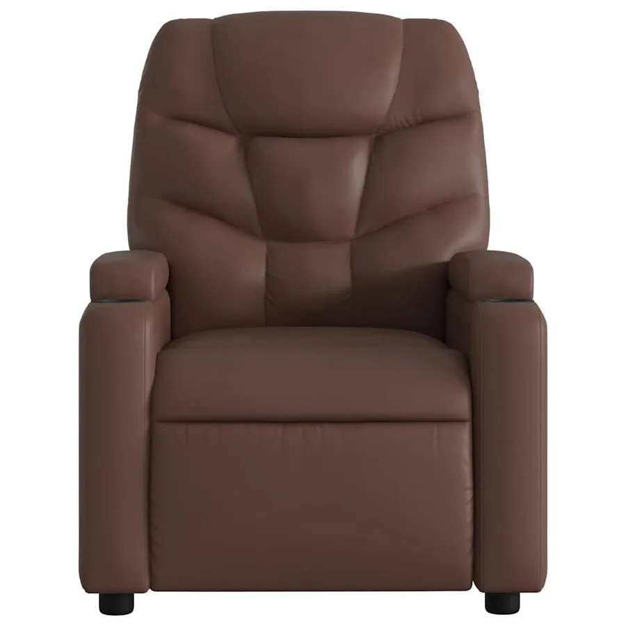 Fauteuil de massage inclinable électrique marron similicuir - 9
