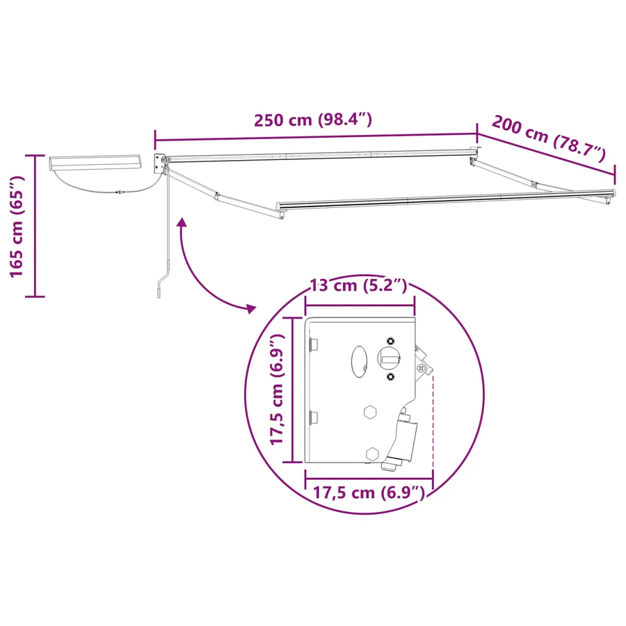 Auvent rétractable électrique Multicolore 2,5 x 2 m - 12