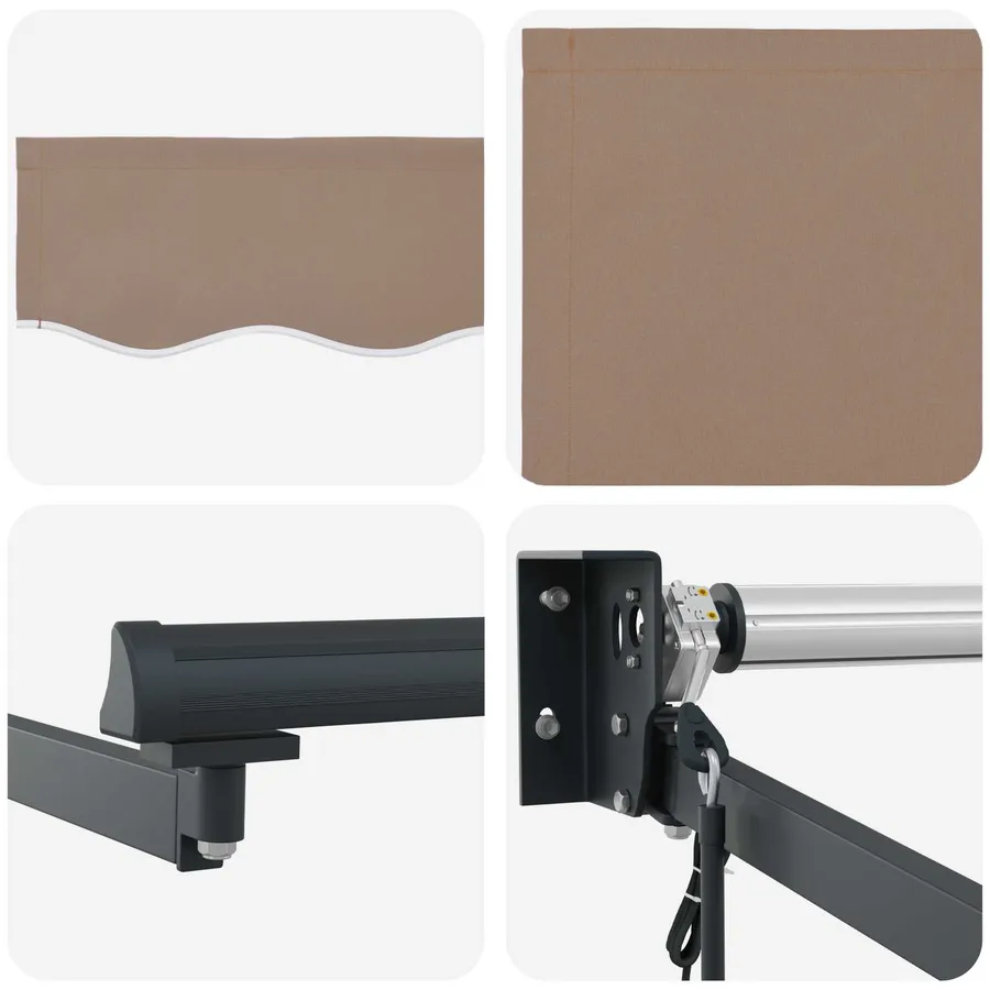 Auvent rétractable Taupe 3 x 2 m Polyester et métal - 4