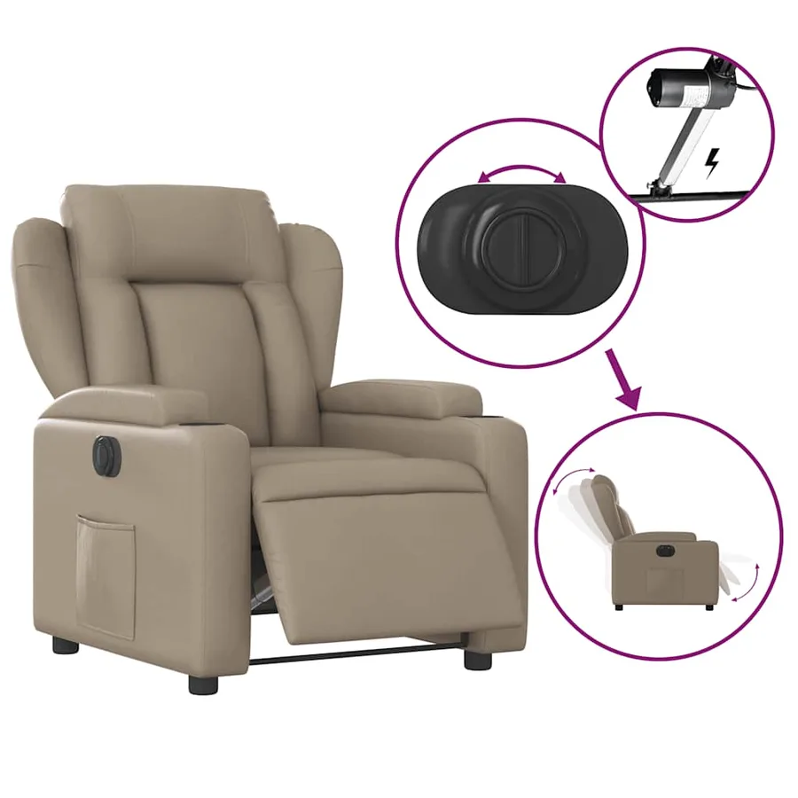 Fauteuil inclinable électrique Cappuccino Similicuir - 6