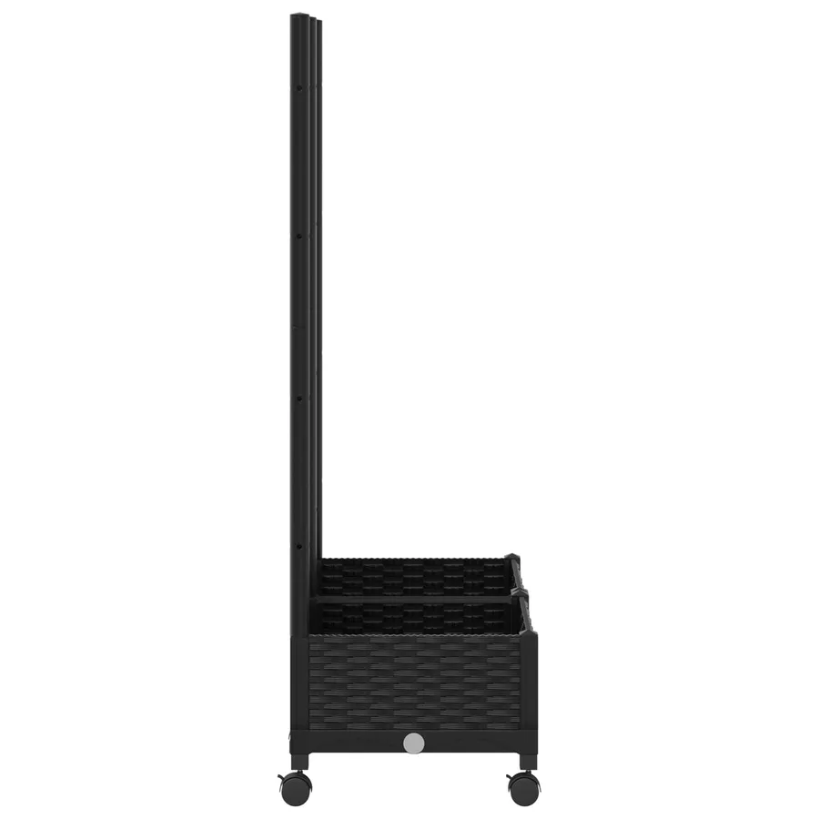 Bac de jardin avec treillis et roues Noir 80 x 40 x 131,5 cm PP - 4