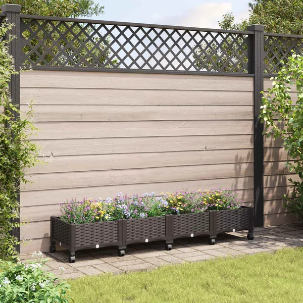 Jardinière avec Roues Marron 160 x 40 x 29 cm PP
