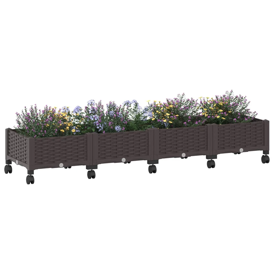Jardinière avec Roues Marron 160 x 40 x 29 cm PP - 3